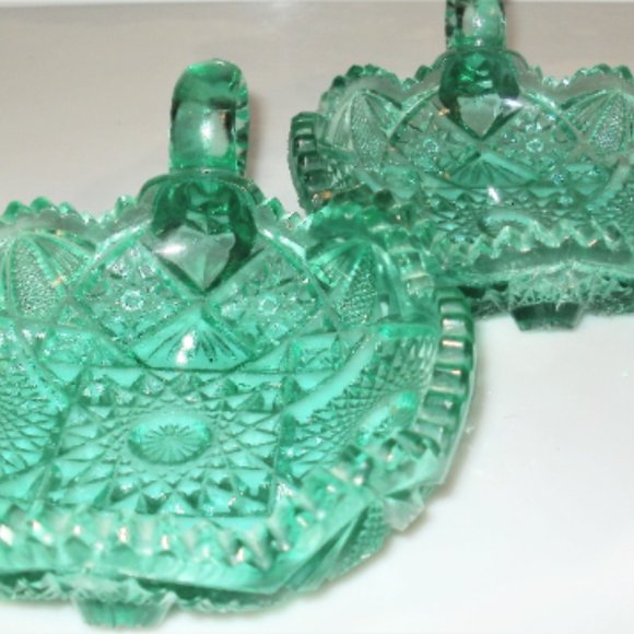 Pair of Vintage CANDLE Holders Pillar Candle Holder Vintage Glass Cut Glass - Picture 10 of 10